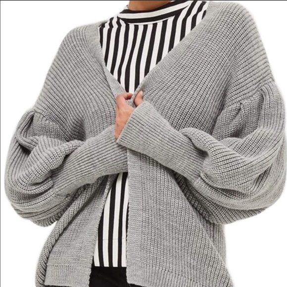 TOPSHOP BUBBLE SLEEVE OVERSIZED CARDIGAN - Picture 2 of 8